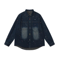 Contrast Color Inkjet Long-sleeved Shirt Denim Clothes Jacket Spring And Autumn