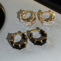 Exquisite Gold-detailed Diamond-studded Zircon Earrings For Women