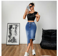 Womens Sexy Denim Bodycon Skirt