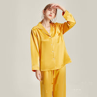 Silk Pajamas Womens Long-Sleeve Two-Piece Set