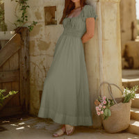 New Fashionable Square-neck Puffed-sleeve Dress