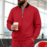 Men's Stand-Up Collar Sporty-Casual Zip-Up Long-Sleeve Jacket