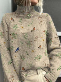 Women's Simple Printed Casual Coat Cardigan Sweater