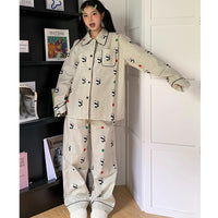 Panda Printing Long-sleeved Pajamas For Women