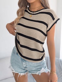 Color-block Striped Casual Loose Knit Sweater For Women