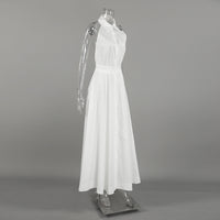White Cotton Sleeveless Halter Dress