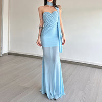 Elegant Flowing Off-shoulder Mermaid Dress Vacation-style Gown