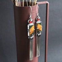 Geometric Enamel Long-rod Earrings European And American Style