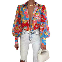 Women's Casual Bottoming Top Long-sleeved Printed Shirt