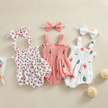 Pleated Jumpsuit Crawling Suit Printed Cartoon Pattern Baby Romper