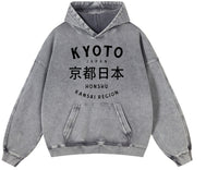 Washed-and-aged Hooded Sweatshirt, Unisex, Vintage Style
