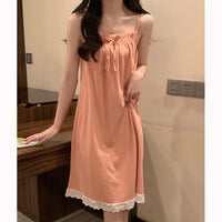 Women's Pure Cotton One Collar Suspender Nightdress