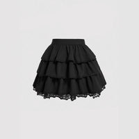 Women's Pure Color Ruffles High Waist Bubble Skirt