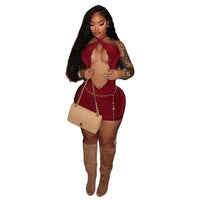 Womens Lace-Trimmed Hollow-Out Halter Bodycon Sheath Dress