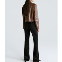 Womens Biker-style Lapel Leather Jacket