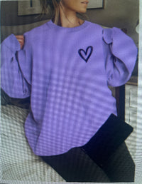 Heart Shape Printed Drop-shoulder Sweatshirt