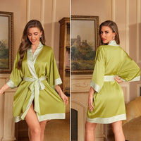 Luxury Three-quarter-sleeve Cooling Nightgown Loungewear For Women