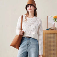 New FallWinter Hollowed-Out Merino Wool Womens Sweater