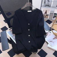 Plus Size Women's Top T-shirt With Short Sleeves Cardigan