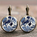 Fashion Retro French Glass Bird Earrings Alloy Iron Stud Earrings