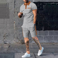 Color Matching Short-sleeved Shorts Two-piece Casual