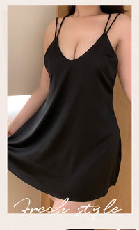 Female Pure Color Minimal Versatile Slip Nightdress