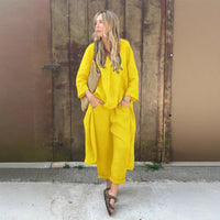 Shirt And High-waisted Loose-fitting Pants Workwear Set