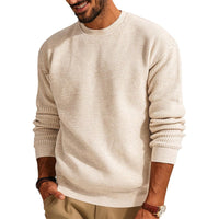Waffle Round Neck Sweater Pullover Knitted Men's Casual Top