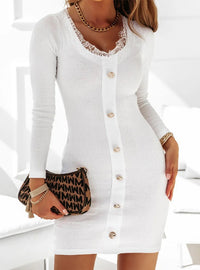 Knitted Ribbed Dress With Long Sleeves And A Figure-hugging Fit