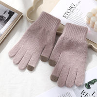 Winter Thickened Simulated Rabbit Fur Gloves Warm Mink Fur Riding Plain Five-finger Outdoor Skiing Cold-proof Gloves