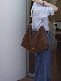 Matte Retro Commuter Tote Handbag Shoulder Bag