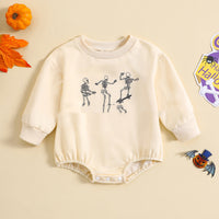 Solid Color Newborn One-piece Sweater Skull Print