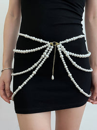 Multi-layer Pearl Waist Chain Female Tassel Belt Dress Sweater