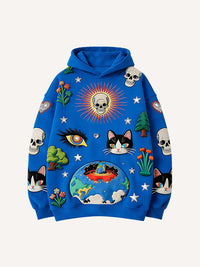 Mens Printed Sweatshirt With Hooded Pullover Style