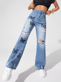 Explosion Style Jeans Women's Straight High Waist Wide Leg Pants