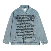 Hip Hop High Street English Letters Patterned Denim Jacket
