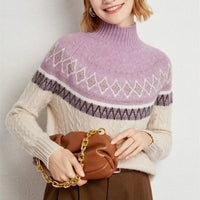 Jacquard Semi High Neck Woolen Sweater
