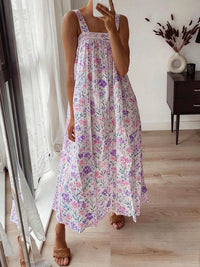 Casual Slip Dress With A Square Neckline And A Standard Digital Print