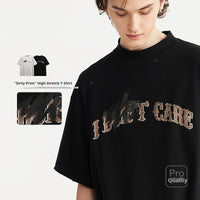 Loose Men's Clothing Small Turtleneck Crack Hand-painted Dirty Printed T-shirt