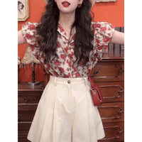 Hong Kong Style Retro Floral Shirt Summer Commute