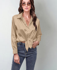 Women's Silk-like Long-sleeved Shirt Top