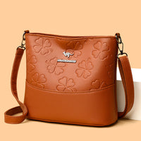 Multi-layer Soft Leather Bucket Large Capacity Women's Shoulder Messenger Bag