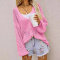 Hollow Personality V-neck Loose Cardigan Button Sweater