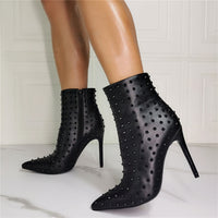 Slender High Heel Fashion Pointed Riveted High Heel Shoes