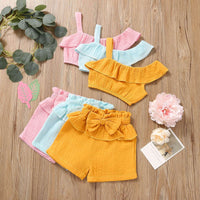 Infant Children's Solid Color Sling Girl Baby Suit