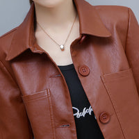 Leather Jacket Slim Slimming Ladies Motorcycle