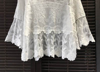 Summer Oversized Knitted Cardigan Cotton Lace Shirt Shawl