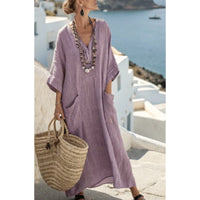 3D Digital Print V-Neck Casual Bohemian Resort Long Dress
