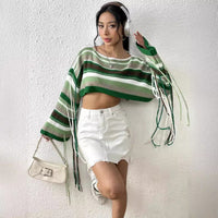 Ultra Short Midriff-baring Loose Sweater