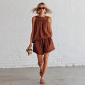 Cotton-linen Sleeveless Top And Wide-leg Shorts Set